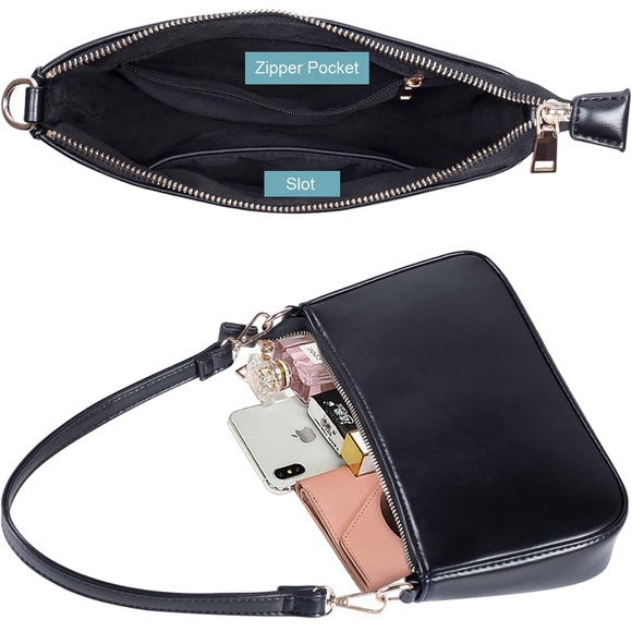 NWT Women Retro Vegan Leather Shoulder Bag with Zipper Closure - Picture 3 of 10